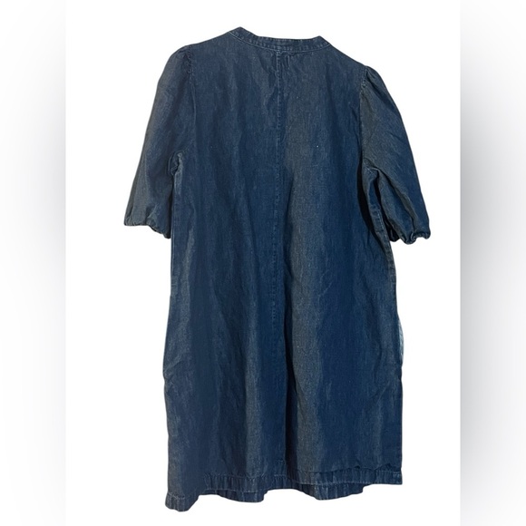 J. Crew Puff-sleeve baby doll Denim dress Popover elastic sleeves base Medium - Picture 2 of 8